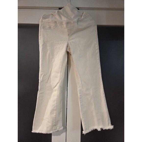 Mango Maternity Jeans Over The Belly Crop Frayed Hem Sz 6/8 - Picture 2 of 12